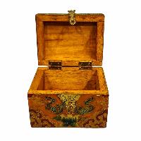 Buddhist Wooden Box, Tibetan Style With Traditional Colors