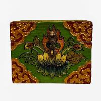 Buddhist Wooden Box, Tibetan Style With Traditional Colors