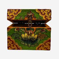 Buddhist Wooden Box, Tibetan Style With Traditional Colors