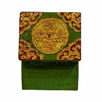 Buddhist Wooden Box, Tibetan Style With Traditional Colors