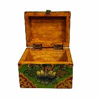 Buddhist Wooden Box, Tibetan Style With Traditional Colors