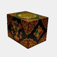 Buddhist Wooden Box, Tibetan Style With Traditional Colors