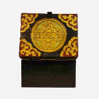 Buddhist Wooden Box, Tibetan Style With Traditional Colors