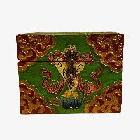 Buddhist Wooden Box, Tibetan Style With Traditional Colors