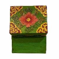 Buddhist Wooden Box, Tibetan Style With Traditional Colors