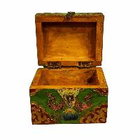 Buddhist Wooden Box, Tibetan Style With Traditional Colors