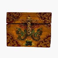 Buddhist Wooden Box, Tibetan Style With Traditional Colors