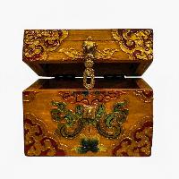 Buddhist Wooden Box, Tibetan Style With Traditional Colors