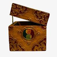 Buddhist Wooden Box, Tibetan Style With Traditional Colors