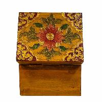 Buddhist Wooden Box, Tibetan Style With Traditional Colors