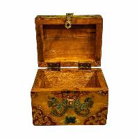 Buddhist Wooden Box, Tibetan Style With Traditional Colors