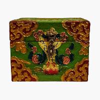 Buddhist Wooden Box, Tibetan Style With Traditional Colors