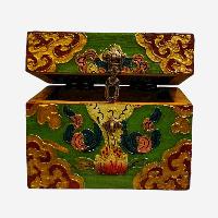 Buddhist Wooden Box, Tibetan Style With Traditional Colors