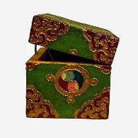 Buddhist Wooden Box, Tibetan Style With Traditional Colors