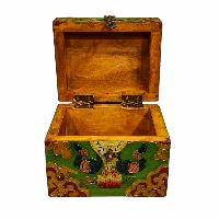 Buddhist Wooden Box, Tibetan Style With Traditional Colors