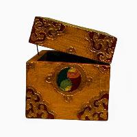 Buddhist Wooden Box, Tibetan Style With Traditional Colors