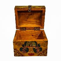 Buddhist Wooden Box, Tibetan Style With Traditional Colors