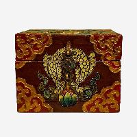 Buddhist Wooden Box, Tibetan Style With Traditional Colors