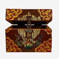 Buddhist Wooden Box, Tibetan Style With Traditional Colors