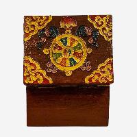 Buddhist Wooden Box, Tibetan Style With Traditional Colors