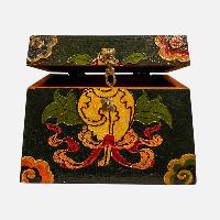 Buddhist Wooden Box, Tibetan Style With Traditional Colors