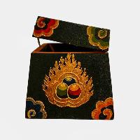 Buddhist Wooden Box, Tibetan Style With Traditional Colors