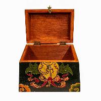 Buddhist Wooden Box, Tibetan Style With Traditional Colors