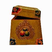 Buddhist Wooden Box, Tibetan Style With Traditional Colors