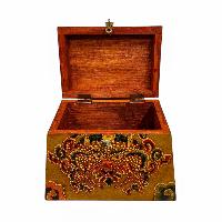 Buddhist Wooden Box, Tibetan Style With Traditional Colors