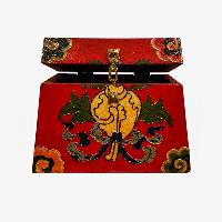 Buddhist Wooden Box, Tibetan Style With Traditional Colors