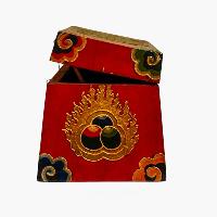 Buddhist Wooden Box, Tibetan Style With Traditional Colors