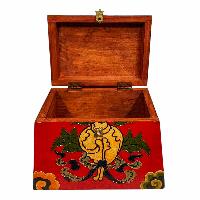 Buddhist Wooden Box, Tibetan Style With Traditional Colors