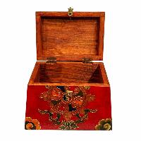 Buddhist Wooden Box, Tibetan Style With Traditional Colors