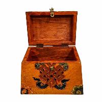 Buddhist Wooden Box, Tibetan Style With Traditional Colors