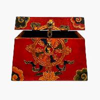 Buddhist Wooden Box, Tibetan Style With Traditional Colors