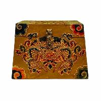 Buddhist Wooden Box, Tibetan Style With Traditional Colors