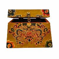 Buddhist Wooden Box, Tibetan Style With Traditional Colors