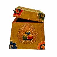 Buddhist Wooden Box, Tibetan Style With Traditional Colors