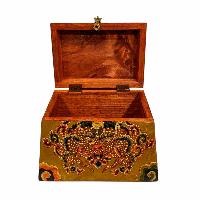 Buddhist Wooden Box, Tibetan Style With Traditional Colors