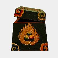 Buddhist Wooden Box, Tibetan Style With Traditional Colors