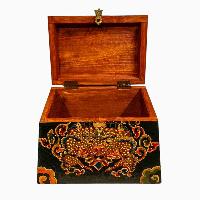 Buddhist Wooden Box, Tibetan Style With Traditional Colors