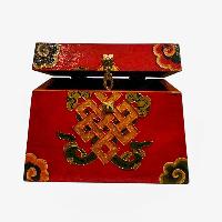 Buddhist Wooden Box, Tibetan Style With Traditional Colors