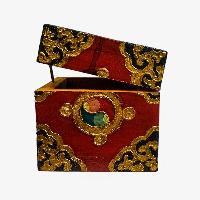 Buddhist Wooden Box, Tibetan Style With Traditional Colors