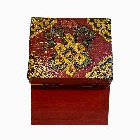 Buddhist Wooden Box, Tibetan Style With Traditional Colors