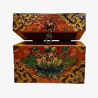 Buddhist Wooden Box, Tibetan Style With Traditional Colors