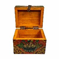 Buddhist Wooden Box, Tibetan Style With Traditional Colors