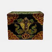 Buddhist Wooden Box, Tibetan Style With Traditional Colors