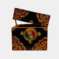 Buddhist Wooden Box, Tibetan Style With Traditional Colors