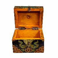 Buddhist Wooden Box, Tibetan Style With Traditional Colors