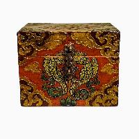 Buddhist Wooden Box, Tibetan Style With Traditional Colors